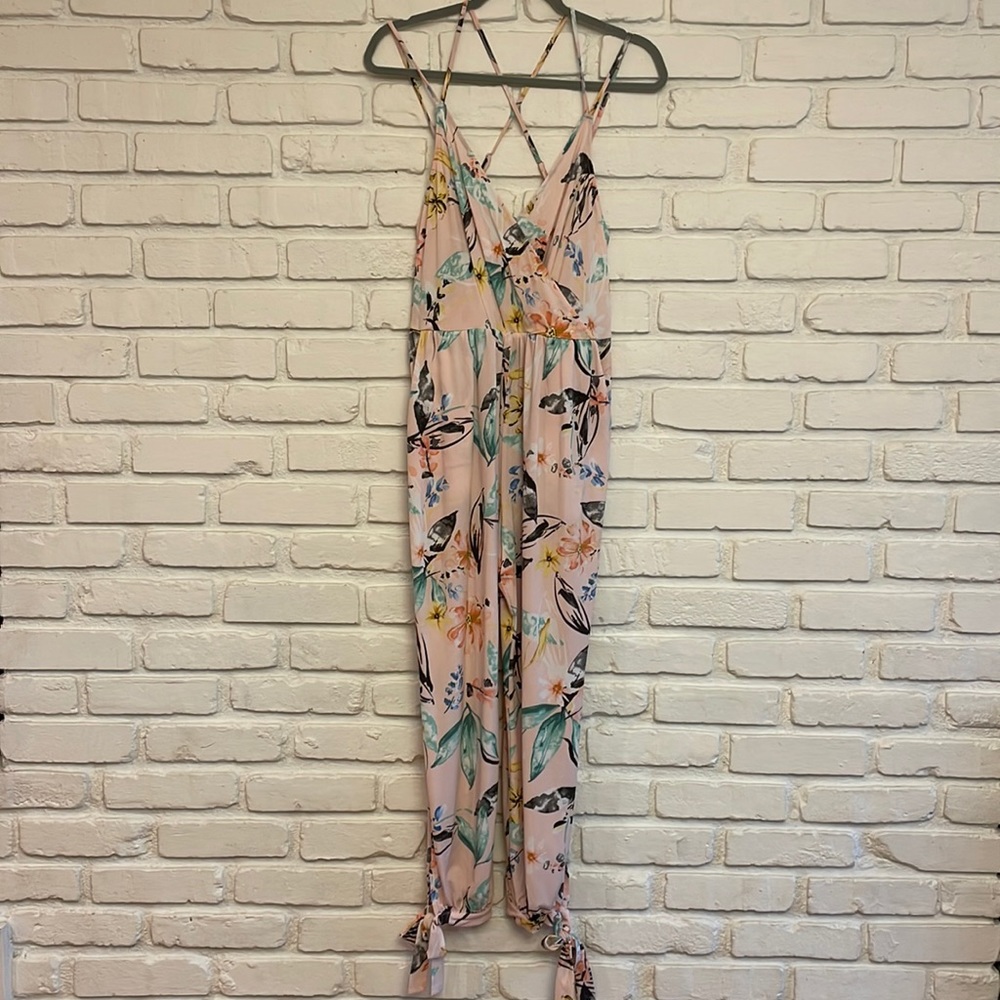 BCBGeneration Bow Tie Floral Jumpsuit
